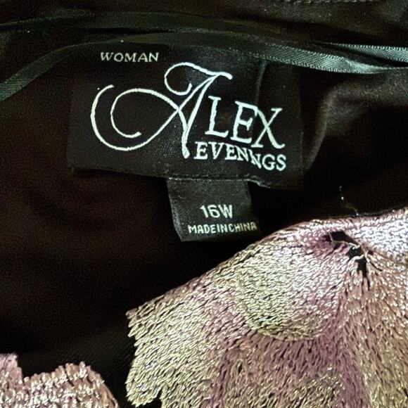 Alex Evenings Women's Plus Size Embroidered Sleeveless Dress Sz 16W - Picture 6 of 8
